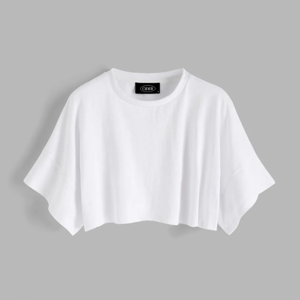 White Solid Crop Top